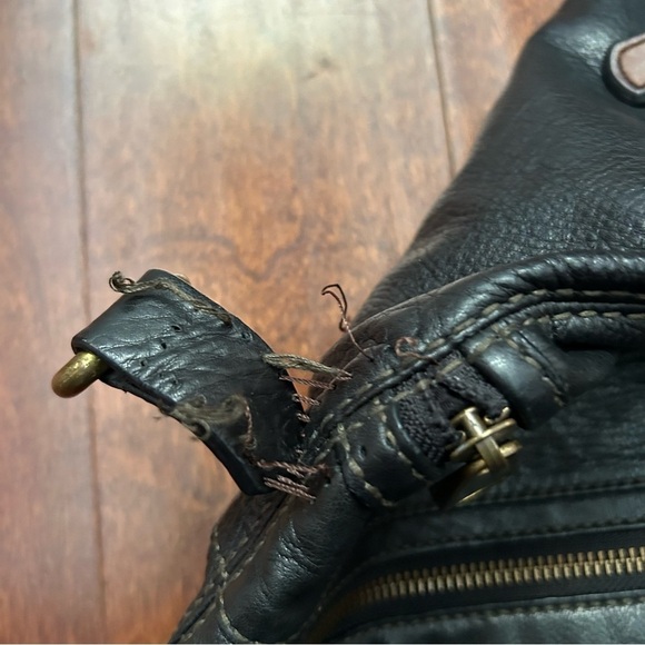 Fossil Explorer Tote in Black Leather with Brown Leather and Brass Accents - Picture 16 of 16